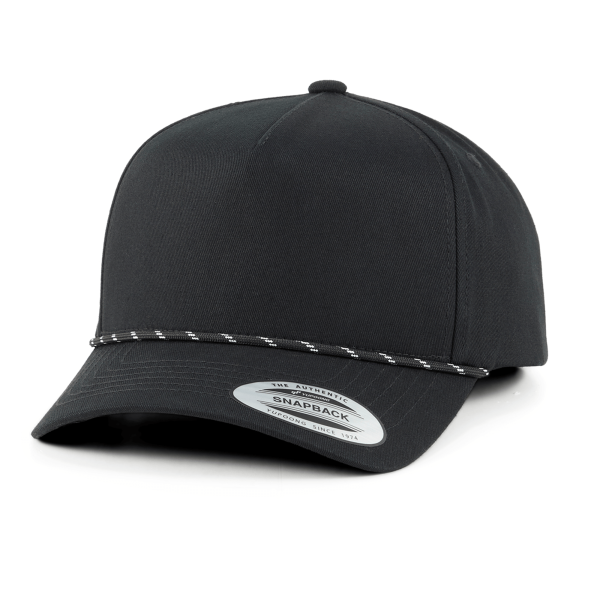 YP Classics® Retro Cotton Blend 5-Panel Snapback Cap with Braided Rope