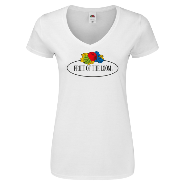 Fruit of the Loom Ladies Iconic V-Neck T-Shirt with Vintage-Print